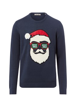 Only&Sons Męski sweter z dzianiny - ONSXmas Mężczyźni drobna dzianina granatowy wypukły wzór tkaniny ze sklepu vangraaf w kategorii Swetry męskie - zdjęcie 187257452