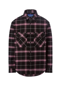 HUGO BLUE Męska kurtka koszulowa - Ebolt Mężczyźni Comfort Fit Bawełna czarny w kratkę ze sklepu vangraaf w kategorii Koszule męskie - zdjęcie 187257460