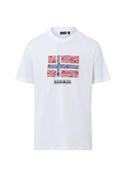 Napapijri Koszulka męska - Drapeau Mężczyźni Bawełna biały nadruk ze sklepu vangraaf w kategorii Bluzki damskie - zdjęcie 187257461