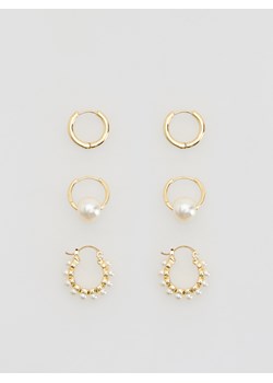 Reserved - Kolczyki 3 pack - biały ze sklepu Reserved w kategorii Kolczyki - zdjęcie 187258192