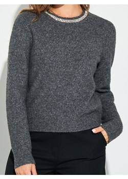 Sinsay - Sweter z ozdobnymi cyrkoniami z domieszką wełny - szary - id: 371FJ-90M - marki Sinsay - 187259104 Sinsay - Sweter z ozdobnymi cyrkoniami z domieszką wełny - szary ze sklepu Sinsay w kategorii Swetry damskie - zdjęcie 187259104