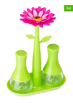 Vigar 2-częściowy zestaw &quot;Flower power&quot; w kolorze zielono-różowym - 14 x 19 x 7 cm ze sklepu Limango Polska w kategorii Młynki do soli i pieprzu - zdjęcie 187262022