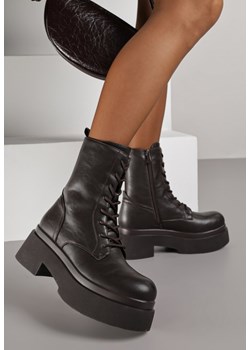 Brązowe Botki Workery na Platformie Tusella - id: MS1607-54-BROWN - marki Renee - 187264662 Brązowe Botki Workery na Platformie Tusella ze sklepu renee.pl w kategorii Botki - zdjęcie 187264662