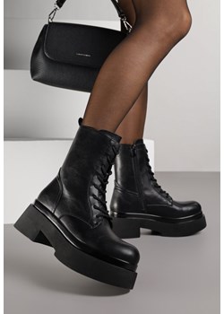 Czarne Botki Workery na Grubej Podeszwie Tuseena - id: 401800 - marki born2be - 187264922 Czarne Botki Workery na Grubej Podeszwie Tuseena ze sklepu born2be.pl w kategorii Workery damskie - zdjęcie 187264922