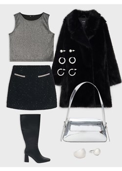 Sinsay - Srebrna torebka na ramię - srebrny ze sklepu Sinsay w kategorii Torebki bagietki - zdjęcie 187266303