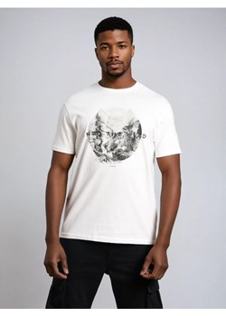 Sinsay - Bawełniana koszulka z nadrukiem - kremowy ze sklepu Sinsay w kategorii T-shirty męskie - zdjęcie 187266514