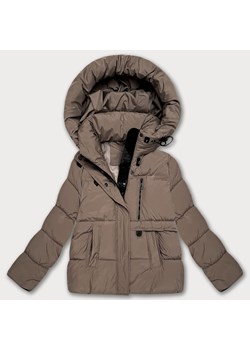 Puchowa luźna kurtka damska z kapturem S'West ciemny beżowy (B8529-12) ze sklepu goodlookin.pl w kategorii Kurtki damskie - zdjęcie 187268802