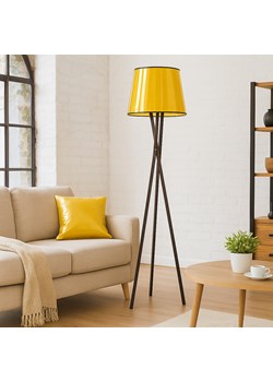 Drewniana lampa stojąca na trójnogu w stylu glamour ANDORA MIRROR ze złotym abażurem - id: 9136 - marki Ciekot Partners Sp. Z O. O. - 187270190 Drewniana lampa stojąca na trójnogu w stylu glamour ANDORA MIRROR ze złotym abażurem ze sklepu Lysne w kategorii Lampy podłogowe - zdjęcie 187270190