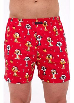 Luźne bokserki świąteczne męskie plus size Dogs 2 016/21, Kolor czerwony-wzór, Rozmiar 4XL, Cornette ze sklepu Primodo w kategorii Majtki męskie - zdjęcie 187271613