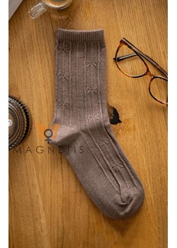 Brązowe skarpetki damskie z fakturowanym motywem YN-5039, Kolor brązowy, Rozmiar uniwersalny, Magnetis ze sklepu Primodo w kategorii Skarpetki damskie - zdjęcie 187271640