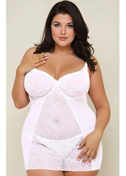 Subtelna biała koszulka i stringi plus size Laura, Kolor biały, Rozmiar XL, SoftLine Collection ze sklepu Intymna w kategorii Koszule nocne - zdjęcie 187272003
