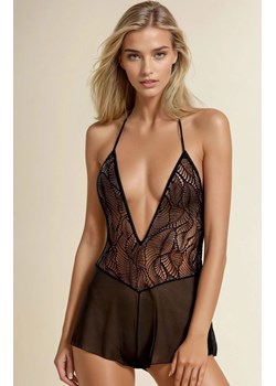 Tiulowe czarne body damskie z koronką Leafa ECO, Kolor czarny, Rozmiar L/XL, Passion - id: 174838 - marki Passion - 187272004 Tiulowe czarne body damskie z koronką Leafa ECO, Kolor czarny, Rozmiar L/XL, Passion ze sklepu Intymna w kategorii Body damskie - zdjęcie 187272004