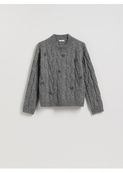 Reserved - Sweter z błyszczącą aplikacją - szary - id: 104HH-85M - marki Reserved - 187275233 Reserved - Sweter z błyszczącą aplikacją - szary ze sklepu Reserved w kategorii Swetry damskie - zdjęcie 187275233