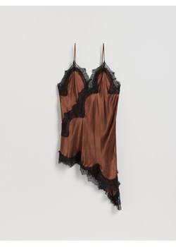 Reserved - Tunika z koronką - ciemnobrązowy - id: 458IM-89X - marki Reserved - 187275420 Reserved - Tunika z koronką - ciemnobrązowy ze sklepu Reserved w kategorii Sukienki - zdjęcie 187275420