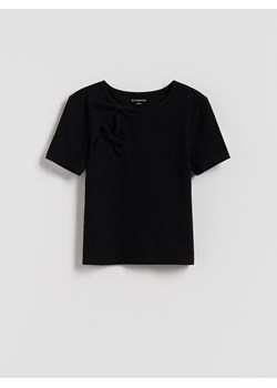 Reserved - Prążkowana bluzka z kokardkami - czarny - id: 878GB-99X - marki Reserved - 187275601 Reserved - Prążkowana bluzka z kokardkami - czarny ze sklepu Reserved w kategorii Bluzki dziewczęce - zdjęcie 187275601