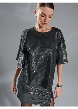 Sinsay - Koszulka z połyskującymi aplikacjami - srebrny ze sklepu Sinsay w kategorii Bluzki damskie - zdjęcie 187276343