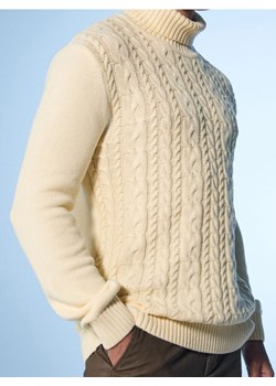 Sinsay - Sweter z dekoracyjnym splotem - kremowy - id: 802FZ-01X - marki Sinsay - 187276361 Sinsay - Sweter z dekoracyjnym splotem - kremowy ze sklepu Sinsay w kategorii Swetry męskie - zdjęcie 187276361