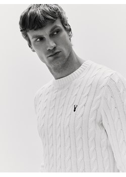 Reserved - Sweter z warkoczowym splotem - złamana biel - id: 940GC-01X - marki Reserved - 187278463 Reserved - Sweter z warkoczowym splotem - złamana biel ze sklepu Reserved w kategorii Swetry męskie - zdjęcie 187278463