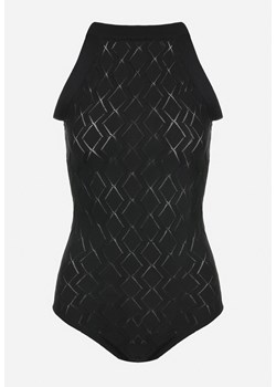 Czarne Body z Wiskozy o Tłoczonej Fakturze Idolina - id: 212781 - marki born2be - 187278491 Czarne Body z Wiskozy o Tłoczonej Fakturze Idolina ze sklepu born2be.pl w kategorii Body damskie - zdjęcie 187278491