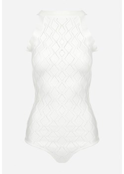 Białe Body z Wiskozy o Tłoczonej Fakturze Idolina - id: 212786 - marki born2be - 187278492 Białe Body z Wiskozy o Tłoczonej Fakturze Idolina ze sklepu born2be.pl w kategorii Body damskie - zdjęcie 187278492
