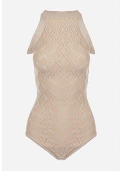 Beżowe Body z Wiskozy o Tłoczonej Fakturze Idolina - id: 212780 - marki born2be - 187278493 Beżowe Body z Wiskozy o Tłoczonej Fakturze Idolina ze sklepu born2be.pl w kategorii Body damskie - zdjęcie 187278493
