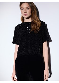 Mohito - Cekinowa czarna bluzka - czarny ze sklepu Mohito w kategorii Bluzki damskie - zdjęcie 187279302