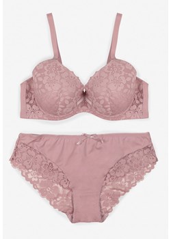 Jasnofioletowy Klasyczny Komplet Biustonosz i Majtki Figi z Koronką Ezilene ze sklepu born2be.pl w kategorii Komplety bielizny damskiej - zdjęcie 187279560