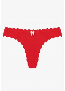 Czerwone Bawełniane Majtki Stringi z Prążkowanej Tkaniny Eziane - id: 401737 - marki born2be - 187279584 Czerwone Bawełniane Majtki Stringi z Prążkowanej Tkaniny Eziane ze sklepu born2be.pl w kategorii Majtki damskie - zdjęcie 187279584