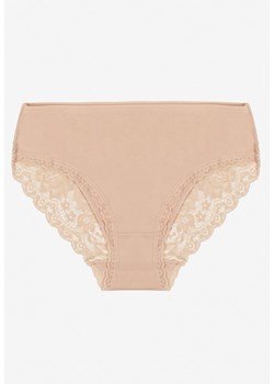 Beżowe Majtki Figi z Koronkowymi Wstawkami Amiora - id: J6018-42-BEIGE - marki Renee - 187279801 Beżowe Majtki Figi z Koronkowymi Wstawkami Amiora ze sklepu renee.pl w kategorii Majtki damskie - zdjęcie 187279801