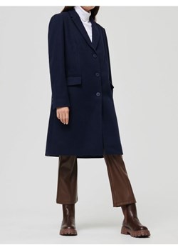 Sinsay - Długi płaszcz z domieszką wełny - granatowy - id: 9683A-59X - marki Sinsay - 187280821 Sinsay - Długi płaszcz z domieszką wełny - granatowy ze sklepu Sinsay w kategorii Płaszcze damskie - zdjęcie 187280821