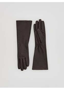 Reserved - Długie skórzane rękawiczki - ciemnobrązowy - id: 314GX-89X - marki Reserved - 187281563 Reserved - Długie skórzane rękawiczki - ciemnobrązowy ze sklepu Reserved w kategorii Rękawiczki damskie - zdjęcie 187281563