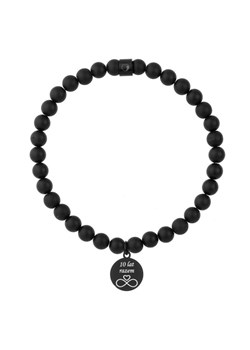 Bransoletka z czarnych kamieni naturalnych – onyks z medalikiem i grawerem na rocznicę ze sklepu manoki.pl w kategorii Bransoletki - zdjęcie 187284804