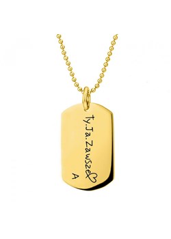 Złoty nieśmiertelnik na kulkowym łańcuszku – personalizowany prezent rocznicowy dla niego ze sklepu manoki.pl w kategorii Naszyjniki - zdjęcie 187284813