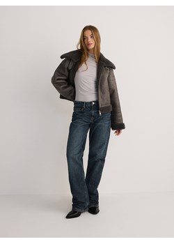 Reserved - Kurtka biker z imitacji skóry - jasnoszary ze sklepu Reserved w kategorii Kurtki damskie - zdjęcie 187284944