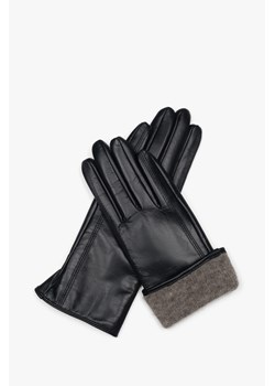 Estro: Klasyczne czarne rękawiczki damskie ze skóry naturalnej z wełnianą podszewką - id: 15277619347804 - marki Estro - 187284990 Estro: Klasyczne czarne rękawiczki damskie ze skóry naturalnej z wełnianą podszewką ze sklepu Estro w kategorii Rękawiczki damskie - zdjęcie 187284990