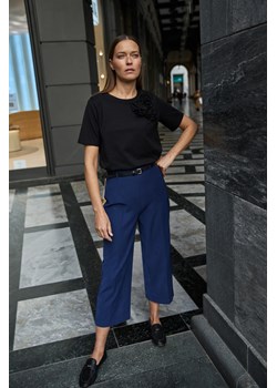 Spodnie z paskiem granatowe - id: 32184 - marki Moodo.pl - 187285041 Spodnie z paskiem granatowe ze sklepu Moodo.pl w kategorii Spodnie damskie - zdjęcie 187285041