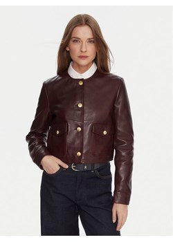 Tommy Hilfiger Kurtka skórzana WW0WW46861 Bordowy Regular Fit - id: 0000305376091 - marki Tommy Hilfiger - 187285703 Tommy Hilfiger Kurtka skórzana WW0WW46861 Bordowy Regular Fit ze sklepu MODIVO w kategorii Kurtki damskie - zdjęcie 187285703