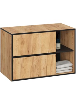 Wisząca szafka łazienkowa 90 cm dab craft+ czarny H1-H37 ze sklepu Edinos.pl w kategorii Szafki i regały łazienkowe - zdjęcie 187287640