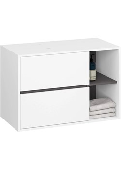 Podwieszana szafka łazienkowa 90 cm biały+ grafit szary E7-R69 ze sklepu Edinos.pl w kategorii Szafki i regały łazienkowe - zdjęcie 187287653