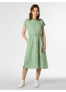 Tommy Hilfiger Lniana sukienka damska Kobiety len zielony wypukły wzór tkaniny ze sklepu vangraaf w kategorii Sukienki - zdjęcie 187289373