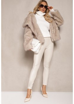 Białe Legginsy z Imitacji Skóry High Waist Ozdobione Wsuwanymi Kieszeniami Valerievia ze sklepu renee.pl w kategorii Spodnie damskie - zdjęcie 187289513