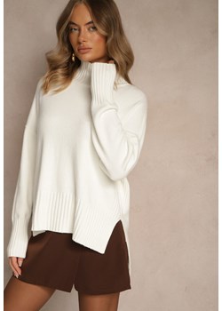 Biały Gładki Golf Casual Ralloria ze sklepu renee.pl w kategorii Swetry damskie - zdjęcie 187289543