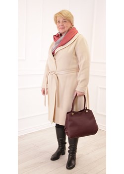 Płaszcz FPL1026 BEŻOWY JASNY ze sklepu fokus.pl w kategorii Płaszcze damskie - zdjęcie 187289922