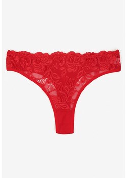 Czerwone Koronkowe Majtki Stringi z Bawełny Venalora ze sklepu born2be.pl w kategorii Majtki damskie - zdjęcie 187290072