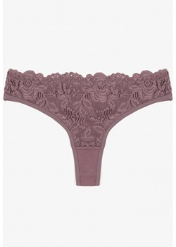 Fioletowe Koronkowe Majtki Stringi z Bawełny Venalora ze sklepu born2be.pl w kategorii Majtki damskie - zdjęcie 187290074