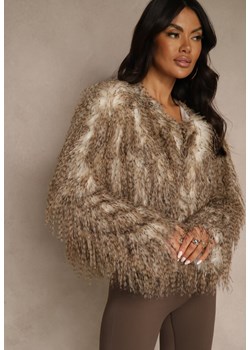 Brązowa Kurtka Futerko Ozdobione Cieniowaniem Tusirra ze sklepu renee.pl w kategorii Futra damskie - zdjęcie 187290262