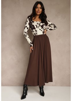 Brązowa Rozkloszowana Spódnica z Bawełny Tussala ze sklepu renee.pl w kategorii Spódnice - zdjęcie 187290282