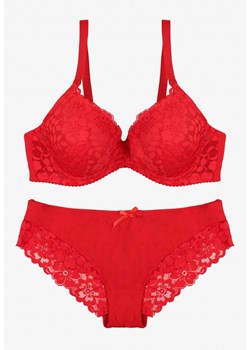 Czerwony Koronkowy Komplet Biustonosz i Majtki Figi w Klasycznym Stylu Ezirene - id: 8248-64-RED - marki Renee - 187290291 Czerwony Koronkowy Komplet Biustonosz i Majtki Figi w Klasycznym Stylu Ezirene ze sklepu renee.pl w kategorii Komplety bielizny damskiej - zdjęcie 187290291