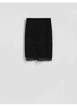 Reserved - Strukturalna spódnica midi z koronką - czarny ze sklepu Reserved w kategorii Spódnice - zdjęcie 187290380