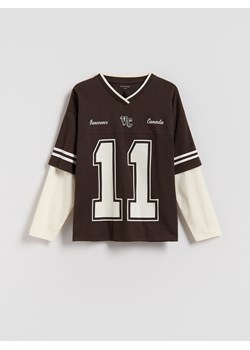 Reserved - Bawełniany longsleeve - ciemnobrązowy - id: 290GS-89X - marki Reserved - 187290551 Reserved - Bawełniany longsleeve - ciemnobrązowy ze sklepu Reserved w kategorii T-shirty chłopięce - zdjęcie 187290551